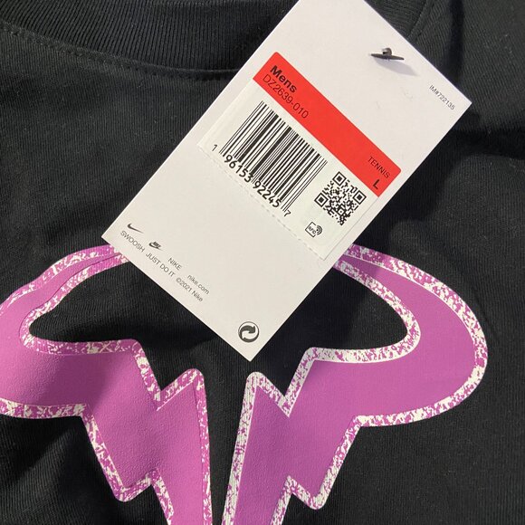 Nike Dri-FIT Rafa Nadal Tennis T-Shirt Black Purple Men’s DZ2639-010 NEW - Picture 6 of 8